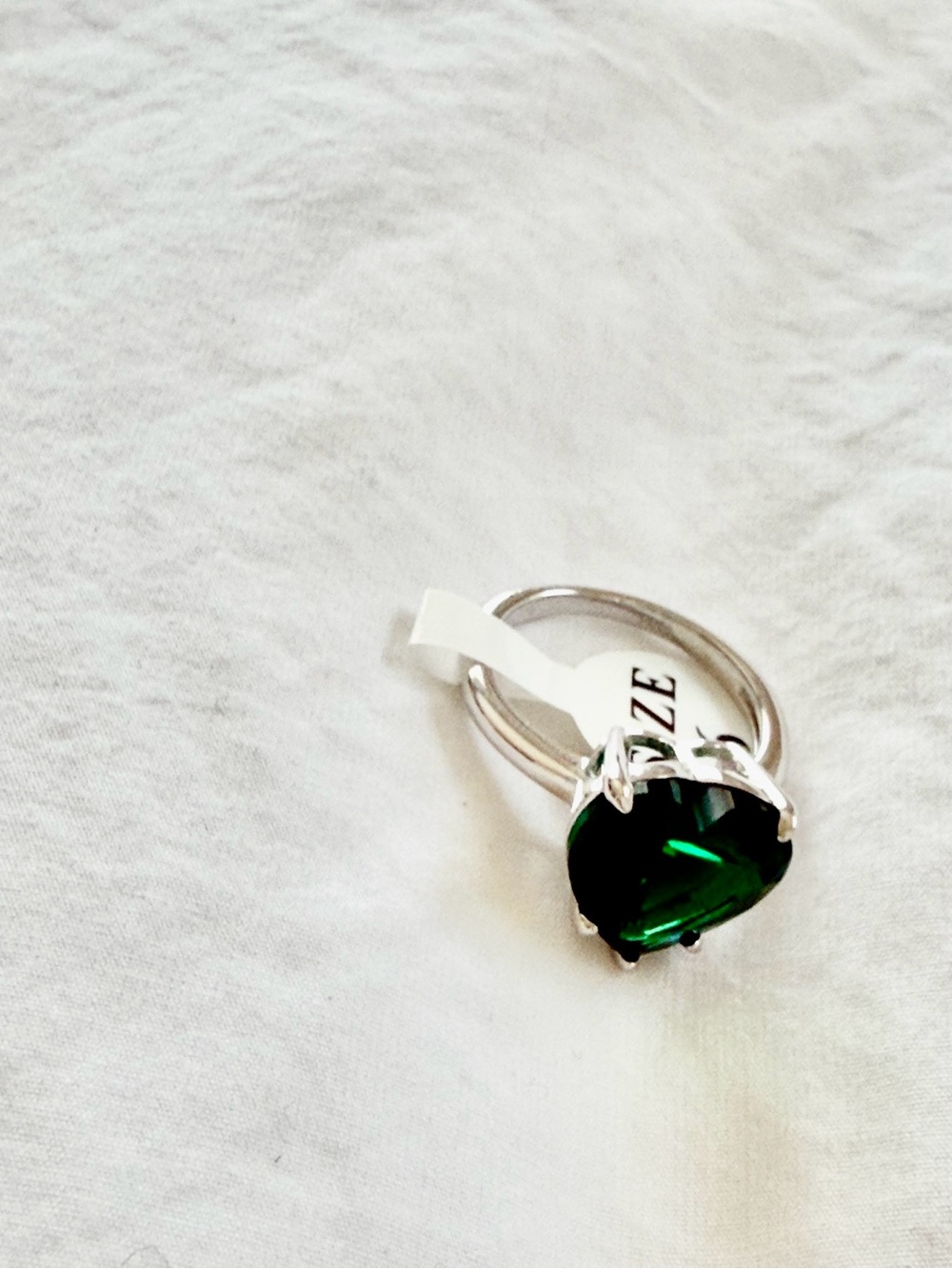 Melinda Maria Allison Silver Ring with Deep Green Stone